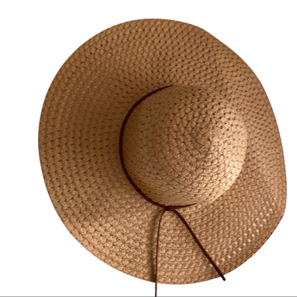 None Accessories - Brown Straw Wide Brim Floppy Sun Hat | Boho Hat